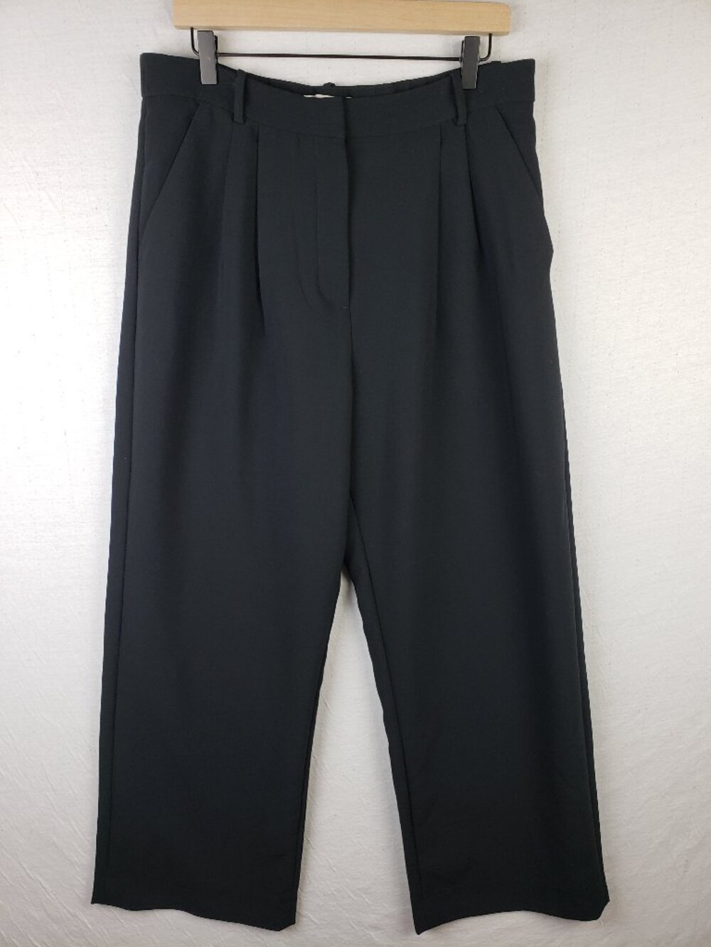Abercrombie & Fitch Sloane Pant Tailored Wide Leg Trouser Black Pleated sz 32/14